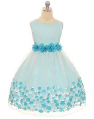 Appealing Flower Mesh Dress - Turquoise