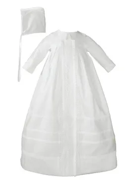 Baby Boys White Cotton Satin Bonnet Bishop Christening Gown 0-12M