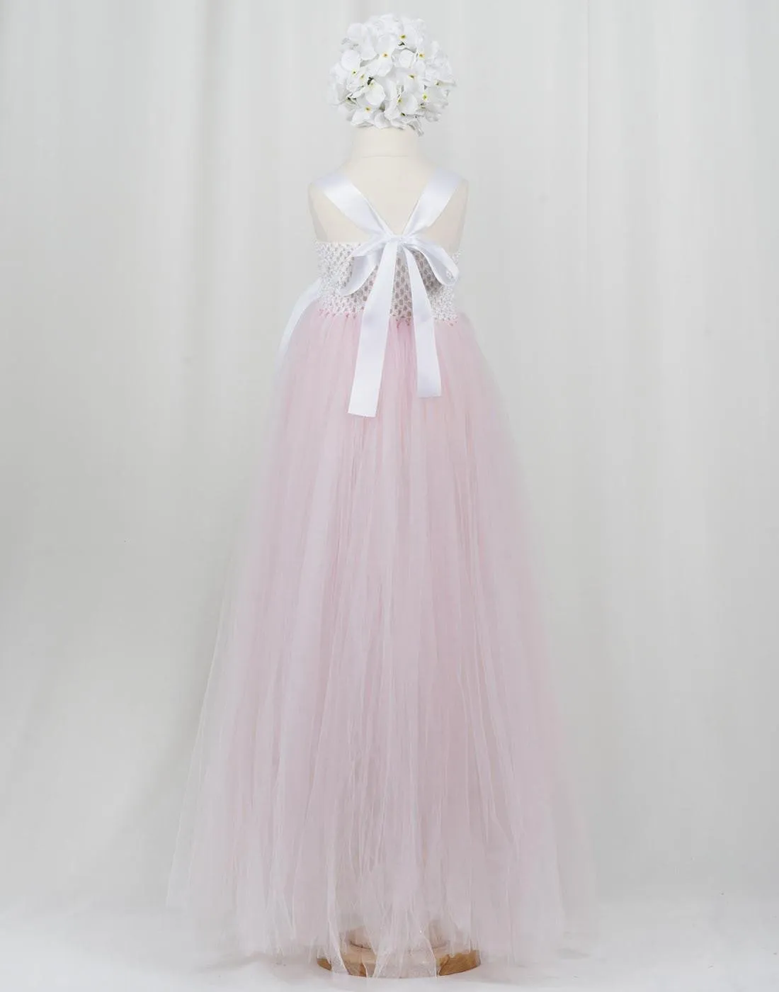 Blossomy Bodice and Pink Sheer Tulle Skirt Dress