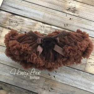 Brown Pettiskirt - embellished brown shabby flower