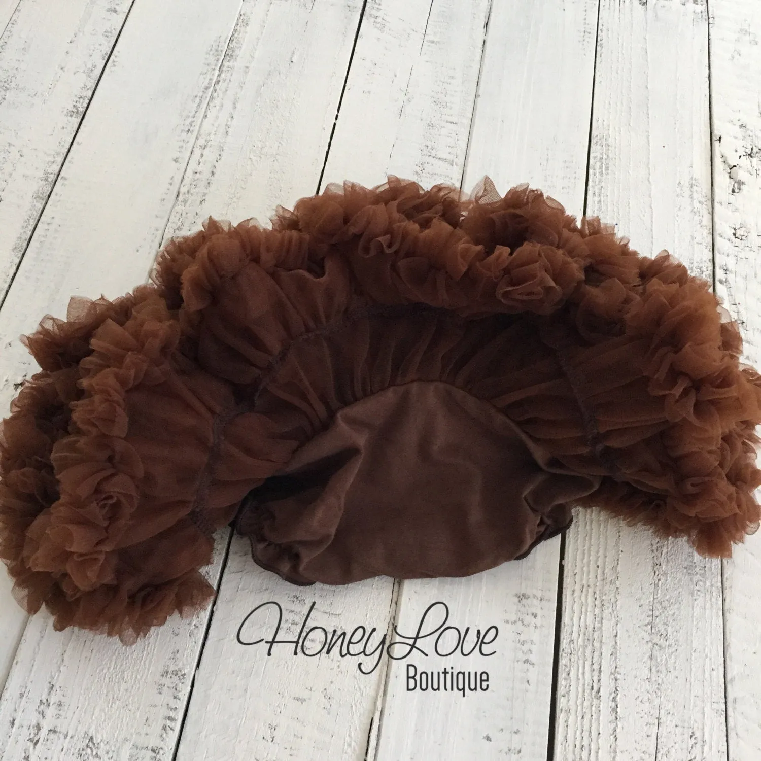 Brown Pettiskirt - embellished brown shabby flower