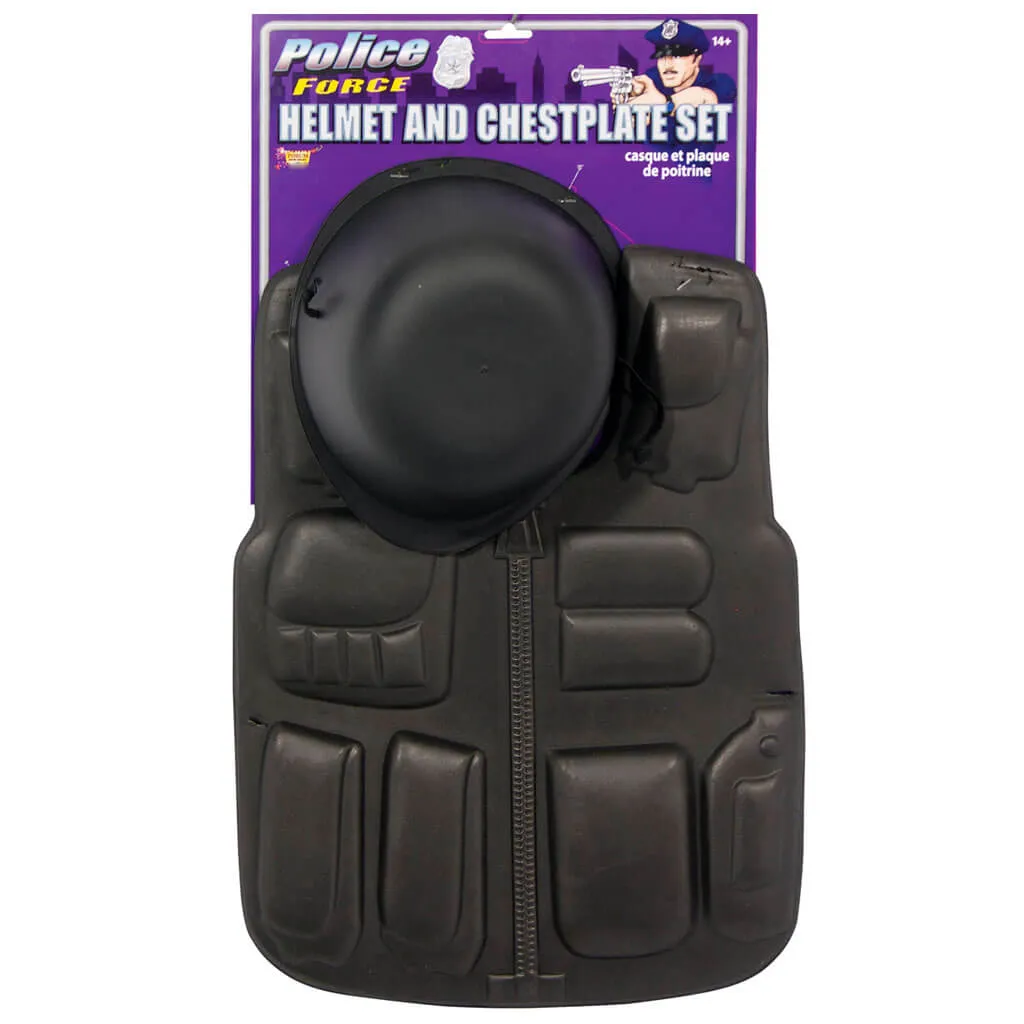 Child Police Black Vest & Helmet