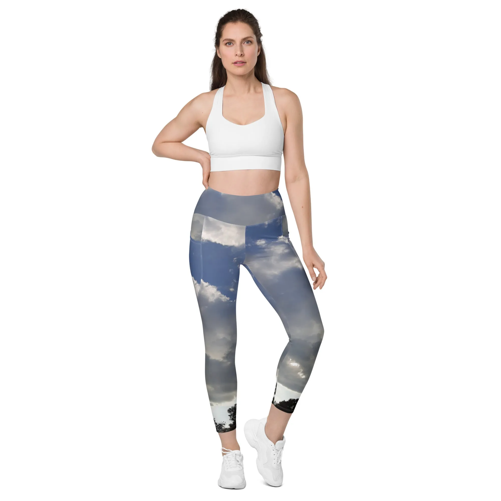 GG - Women's Leggings with pockets - Trees & clouds