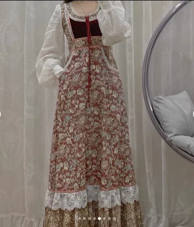 Gunne Sax Remake Child Print Dress