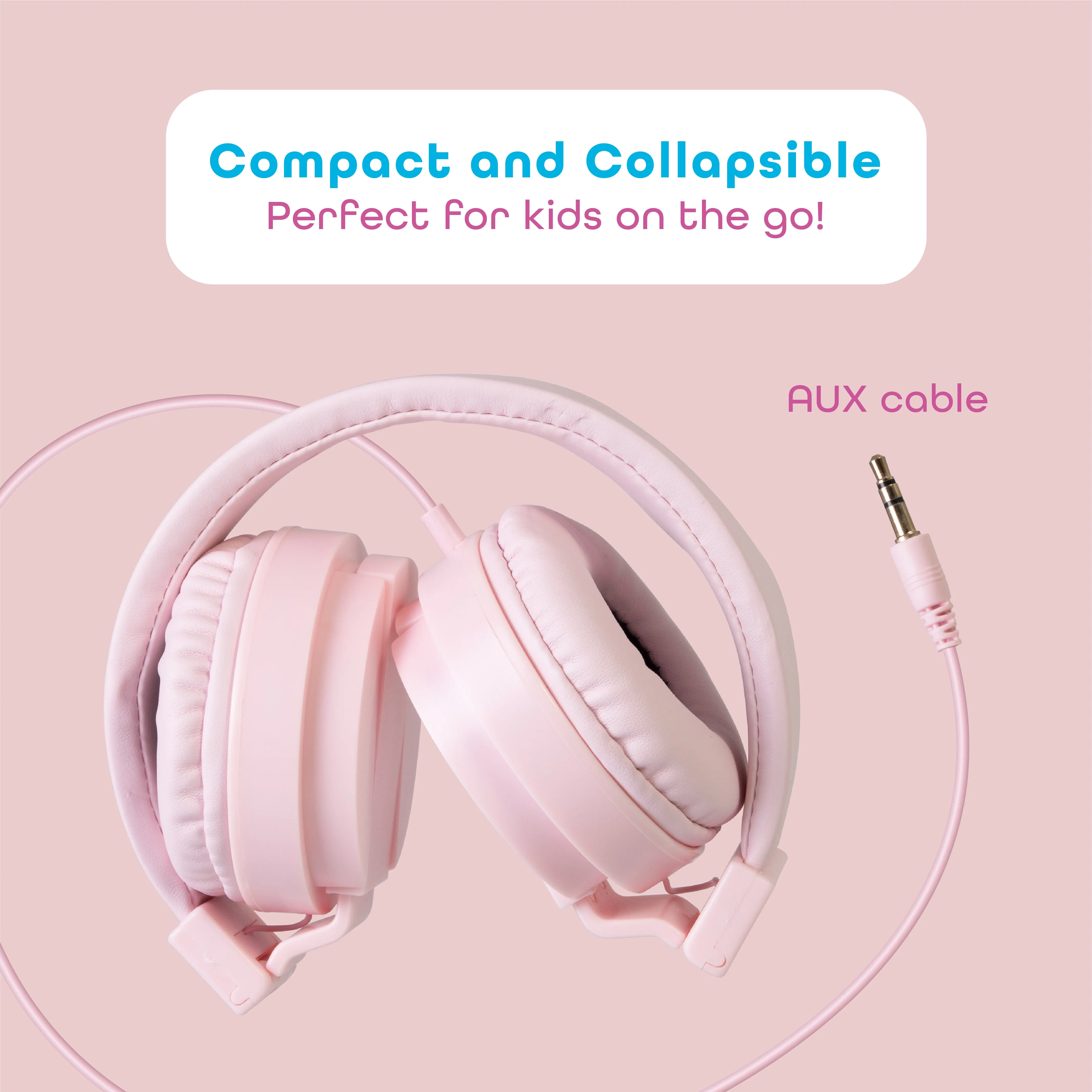 Kids Bunny Wired On-Ear headphones magnetic ears with LED lights