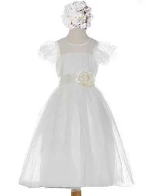 Lace Sleeve Off White Princess Tulle Dress