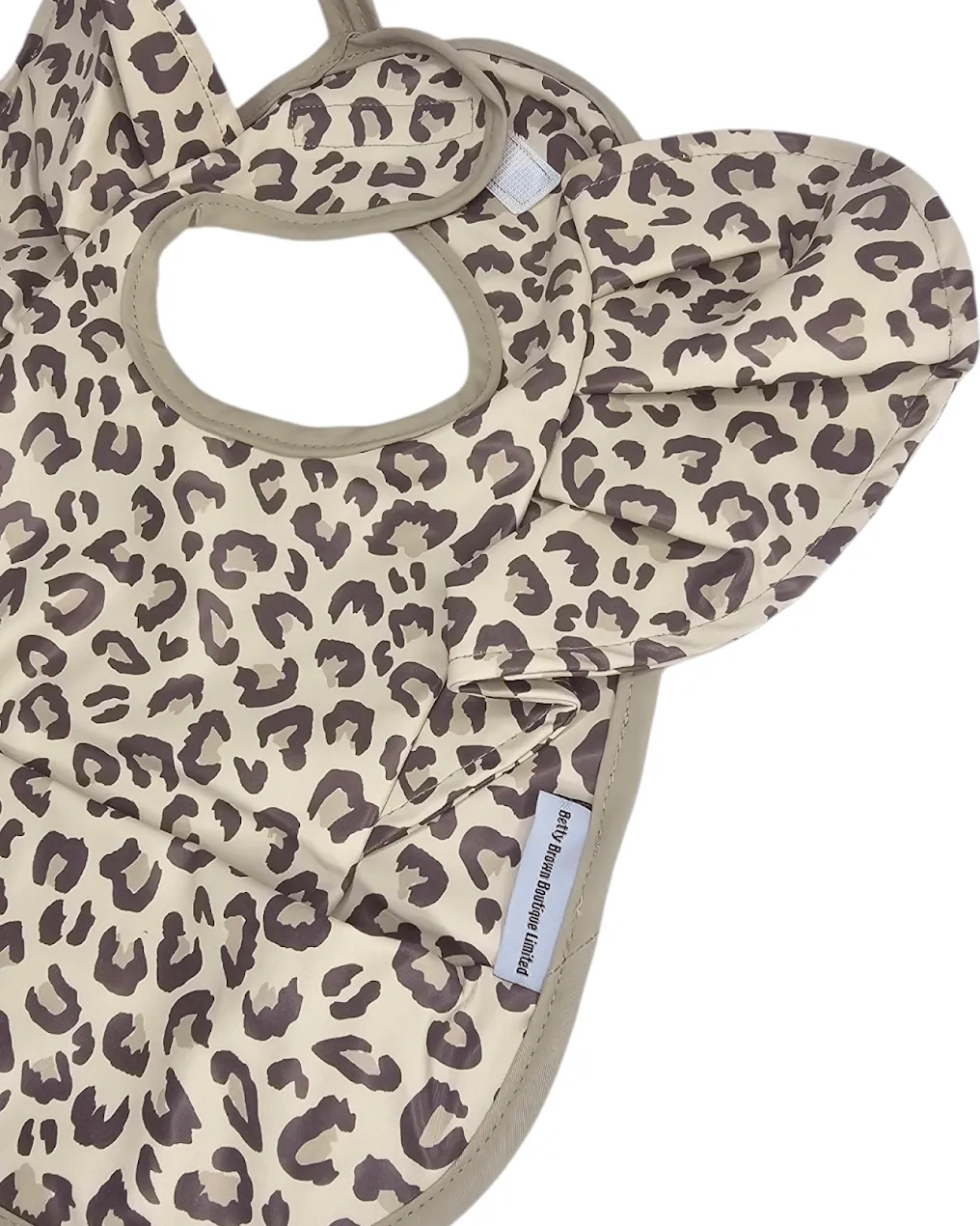 Leopard Print Frill Detailed Waterproof Bib