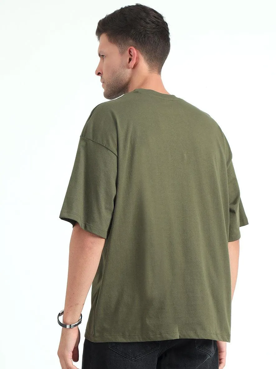 Olive Baggy Fit Round Neck T-Shirt