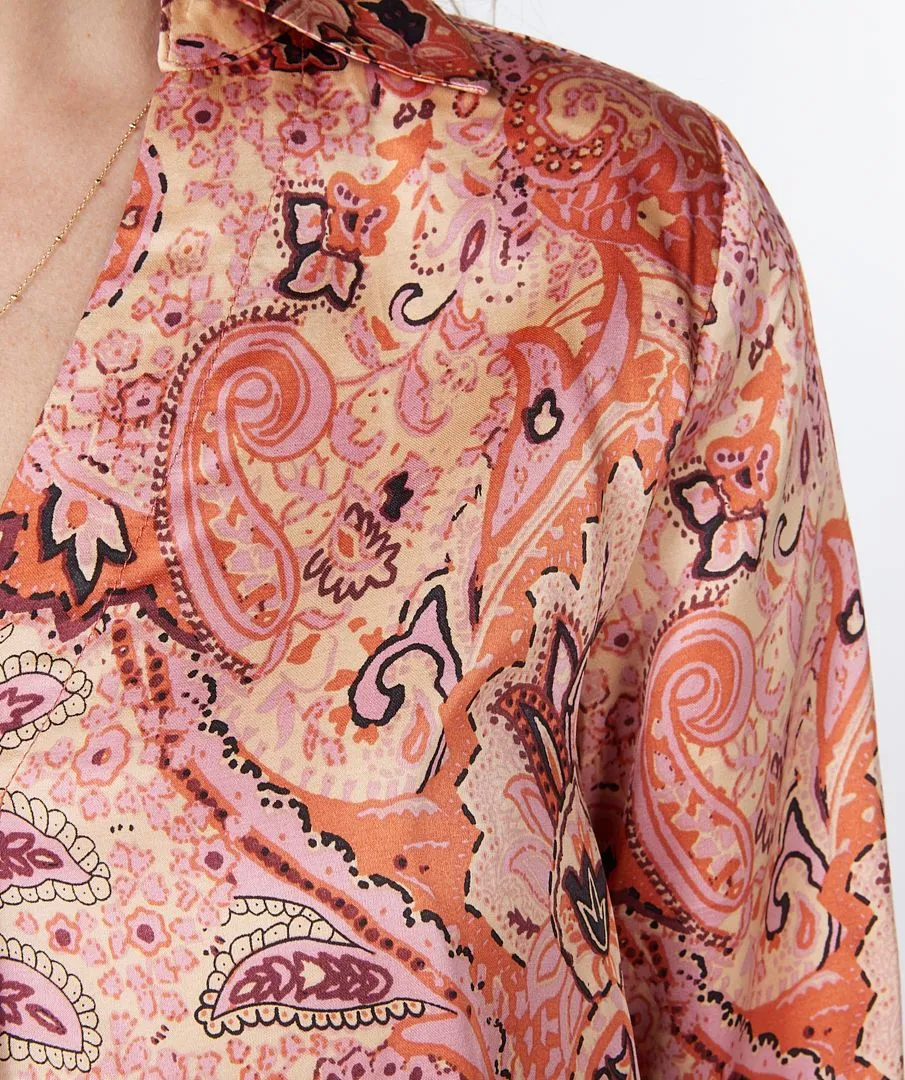 Overlap Print Blouse