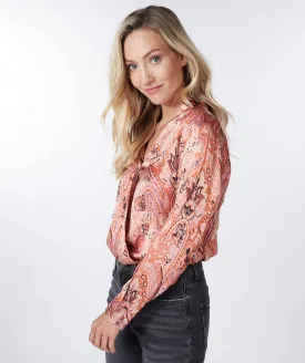 Overlap Print Blouse