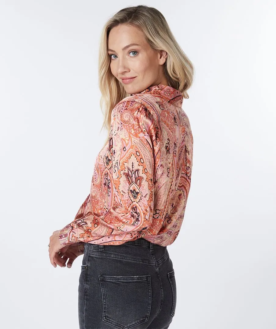 Overlap Print Blouse