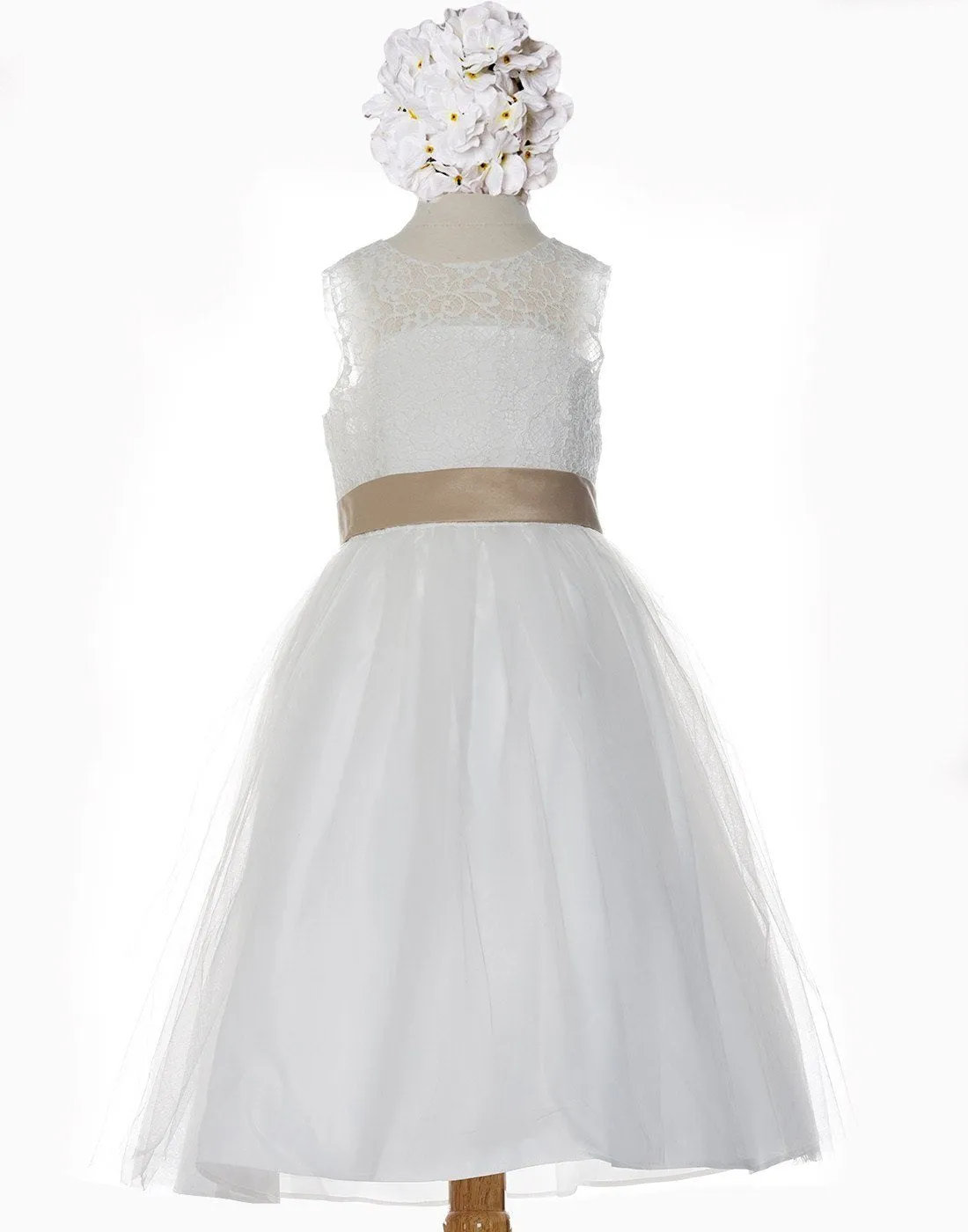 Princess Lace Knee-length Flower Girl Tulle Dress