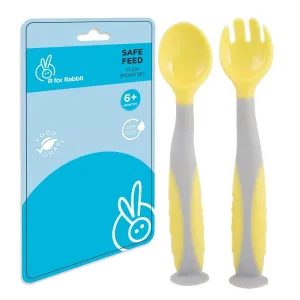 R for Rabbit Safe Feed Flexi Spoon Set- Yellow Grey