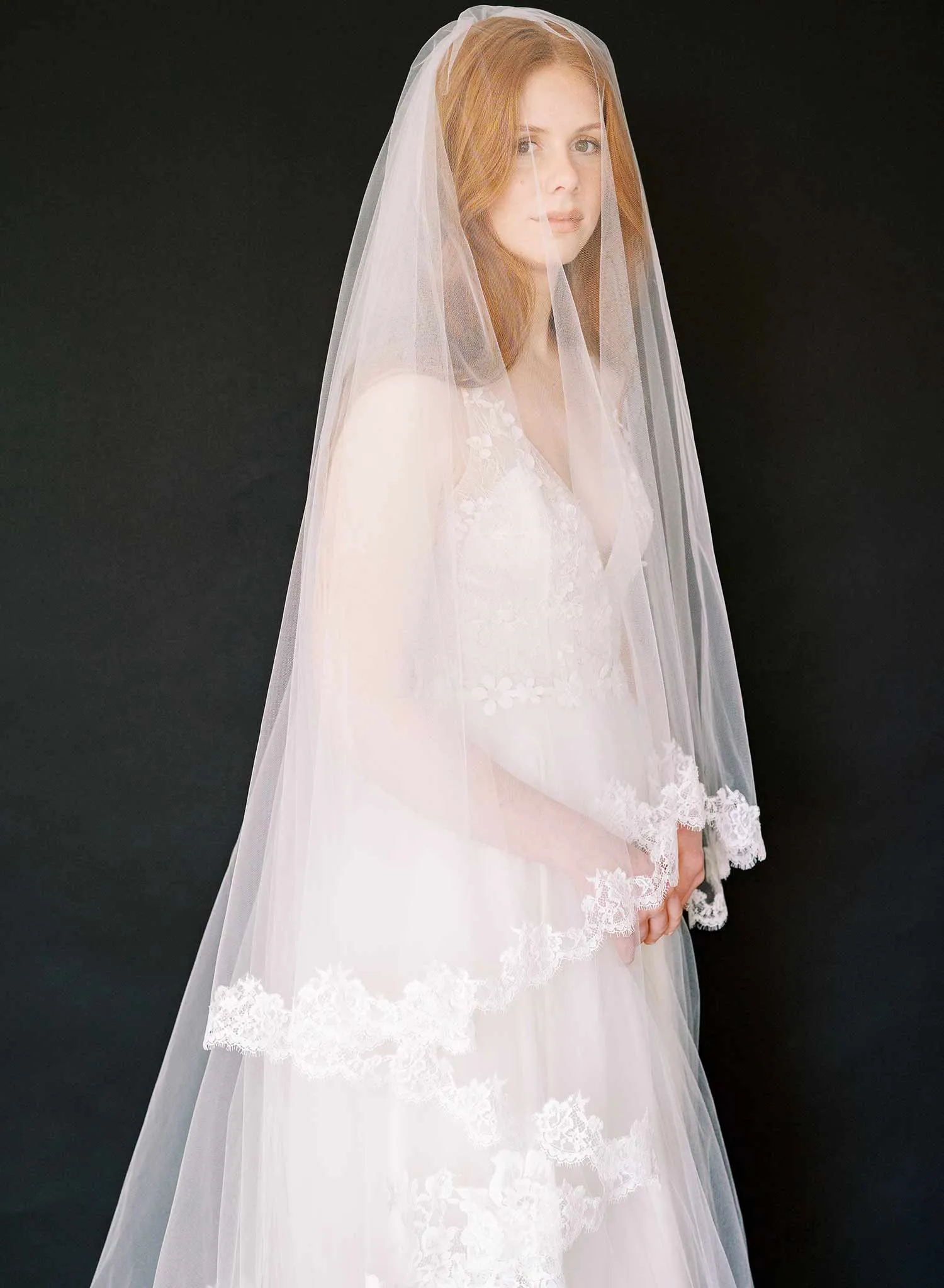 Regal French lace veil with blusher - Style #2459