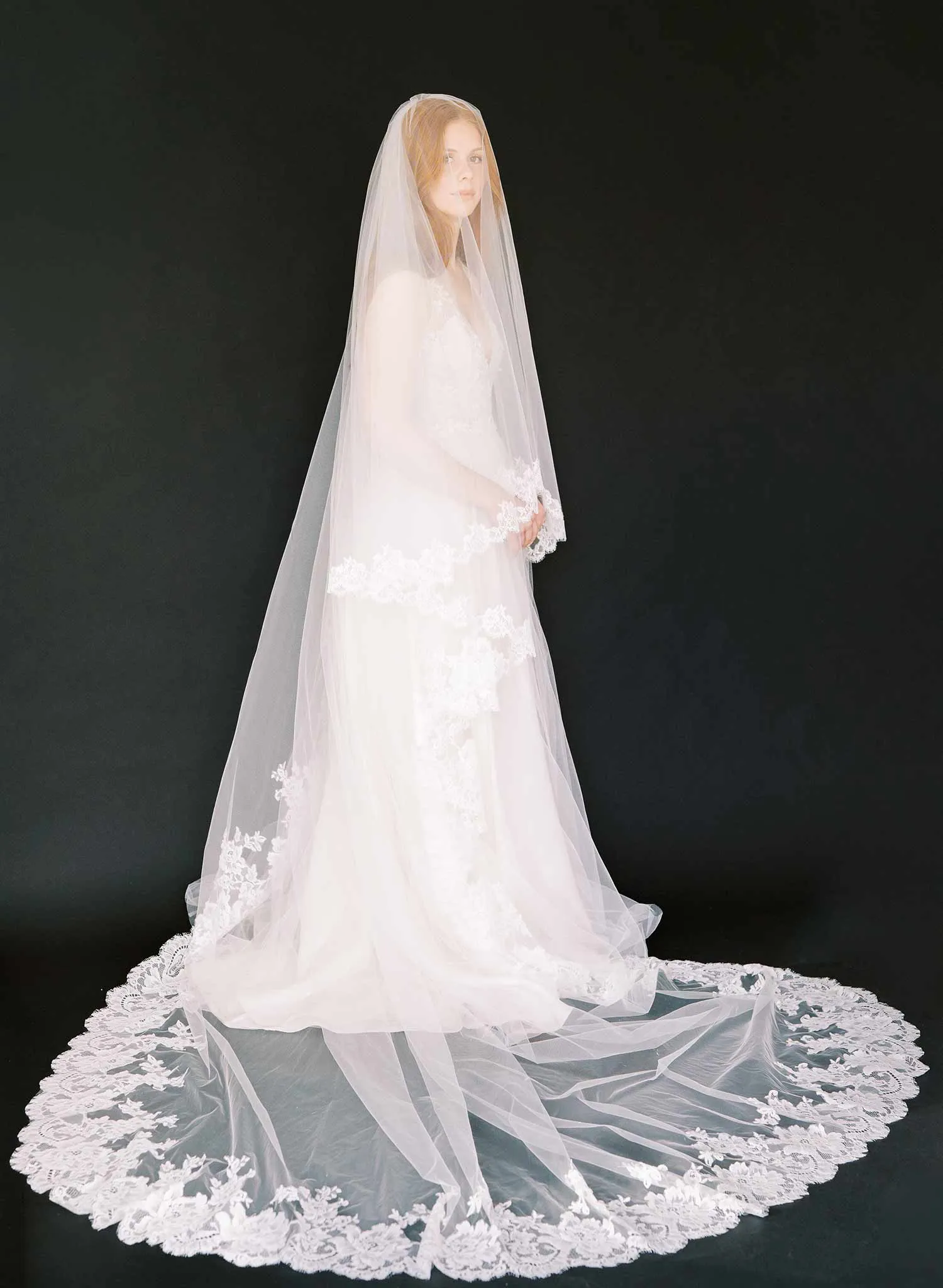 Regal French lace veil with blusher - Style #2459